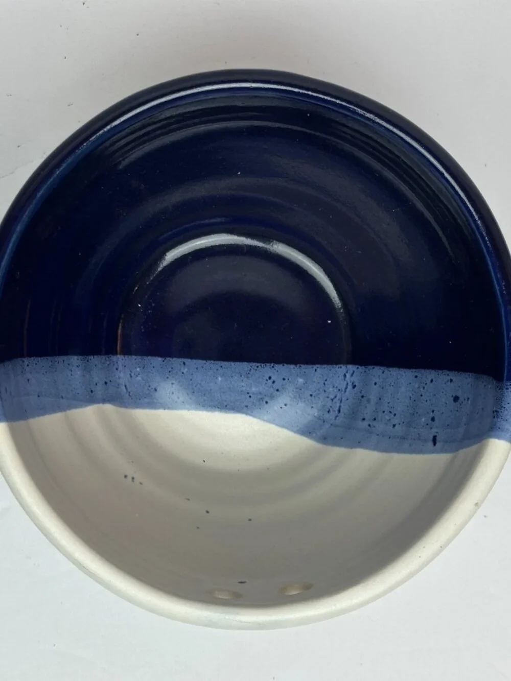 🫐 Set of 2 Amber Odom Handmade Ceramic Berry Bowls Pottery Colanders Blue Ridge